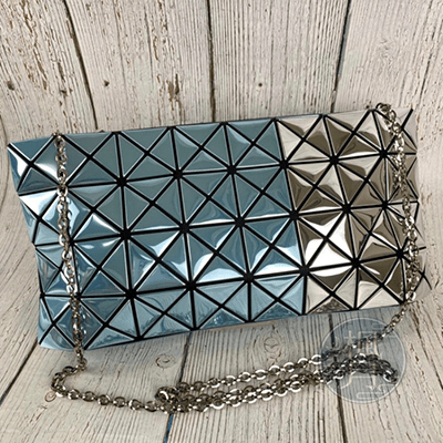 ISSEY MIYAKE BAOBAO 藍色 銀色 雙色 金屬色 幾何包 肩背包 鍊包