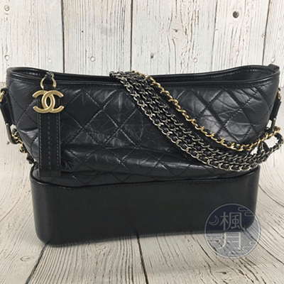 CHANEL 香奈兒 26開 黑色 中款 HOBO 流浪包 肩背包 側背包